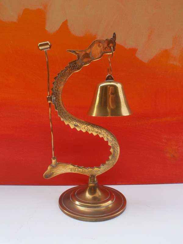 Vintage Chinese Dragon Bell with gong. Beautifully made in brass.