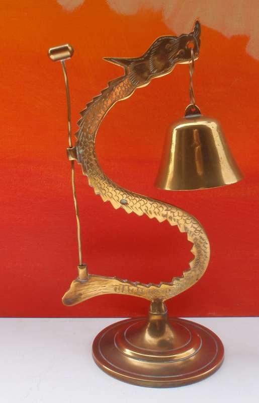 Vintage Chinese Dragon Bell with gong. Beautifully made in brass.
