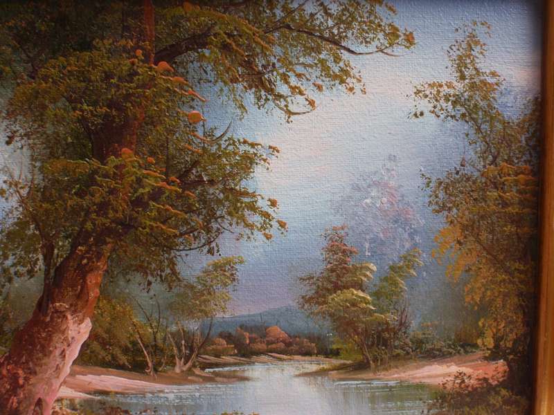 Vintage original oil painting signed C.Inness.  Beautiful little landscape on canvas - well framed