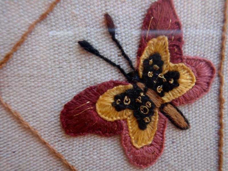 Needle art - beautiful botanical embroidery in lovely frame.