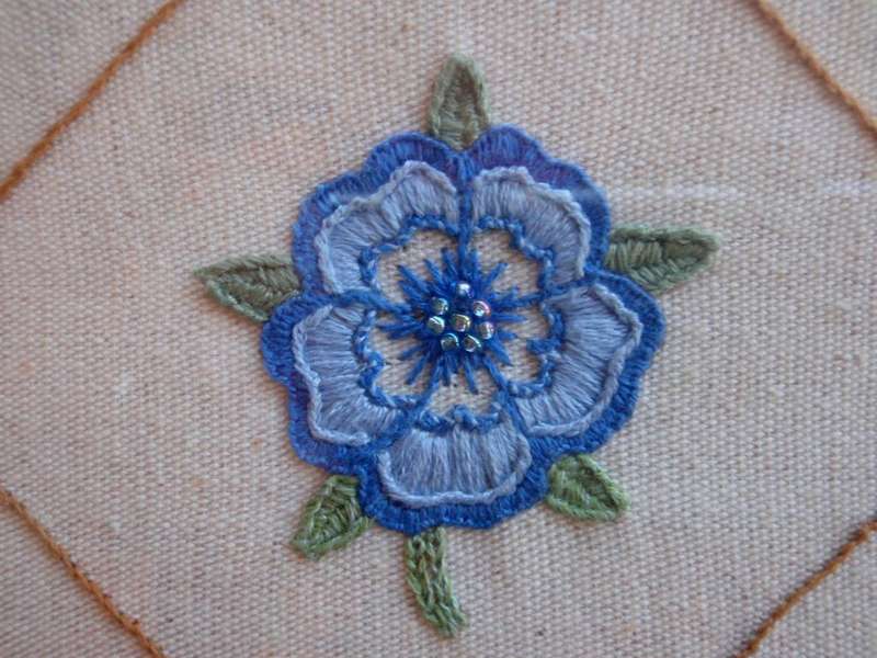 Needle art - beautiful botanical embroidery in lovely frame.