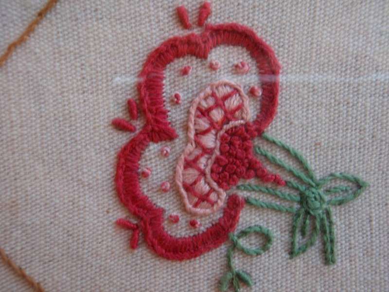 Needle art - beautiful botanical embroidery in lovely frame.