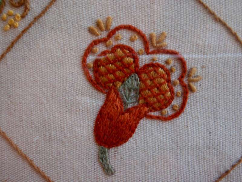 Needle art - beautiful botanical embroidery in lovely frame.
