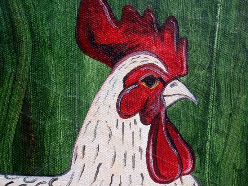 Two original paintings  by L.Woodgate.  Hens and chicks. Kitchen art decor.