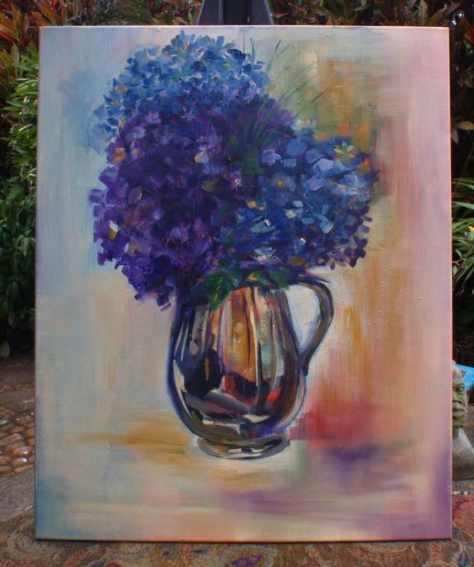 Beautiful original oil on canvas.  Gorgeous large impressionist painting -  statement piece of note.