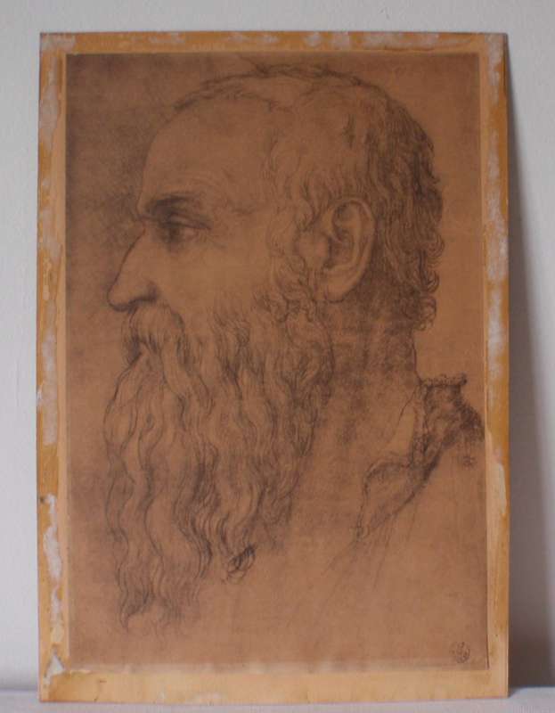 Classic antique print.  Fabulous old piece. Renaisance artist Giorgio Visari. Muted decor theme.