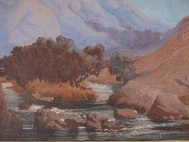 Original impressionist oil painting Mountain Stream. Impressive well executed piece signed by artist