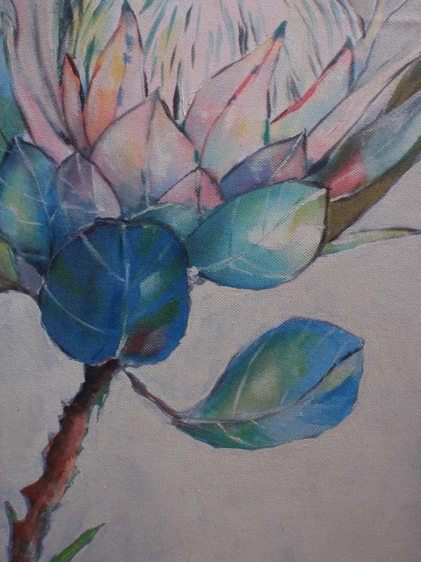 Captivating minimalist original painting Protea. Acrylic on canvas.