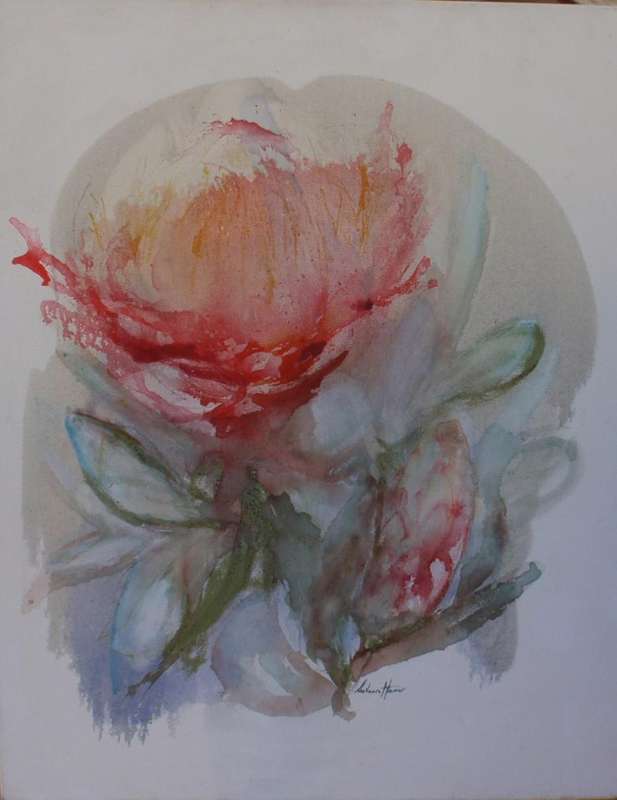 Abstract Protea, original painting by Colleen Hamer. Well known artist and art teacher.