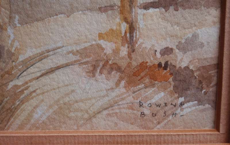 Vintage watercolour by Rowena Bush. Drakensburg Champagne Castle. Well known artist.