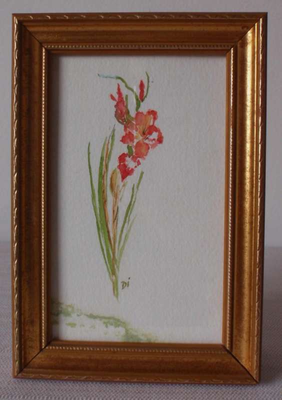 Original watercolour Di Lawrence. In table standing frame, Elegant little feature for your display