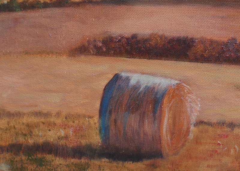 Original oil on canvas. S.African farming scene "Making Hay". Lovely tranquil scene.