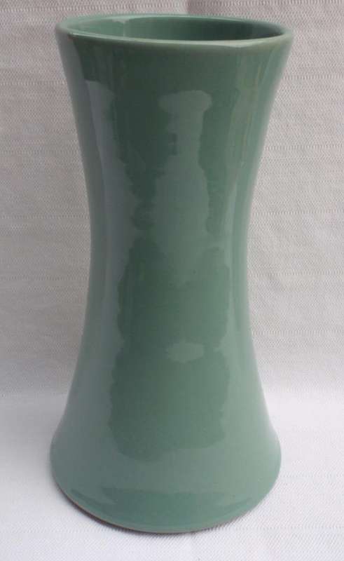 Vintage large heavy vase. Jade green colour.