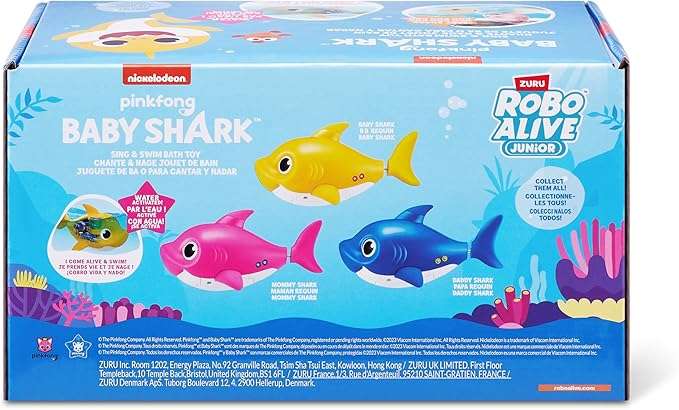 ZURU Baby Shark Bath Toy Silicone Fin - Pink - Singing bath toy