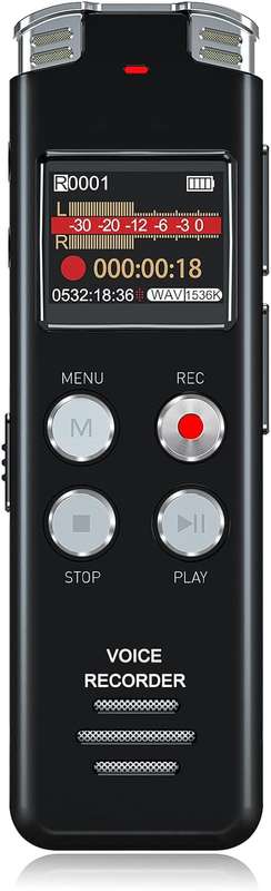 128GB Digital Voice Recorder  - EVISTR L357 USB Rechargeable Dictaphone | Dictation Machine with MP3