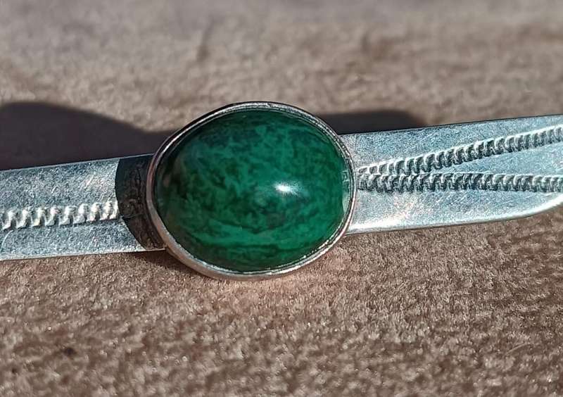 Vintage Silver Marked 930 Israel Eilat King Solomon Stone Tie Clip