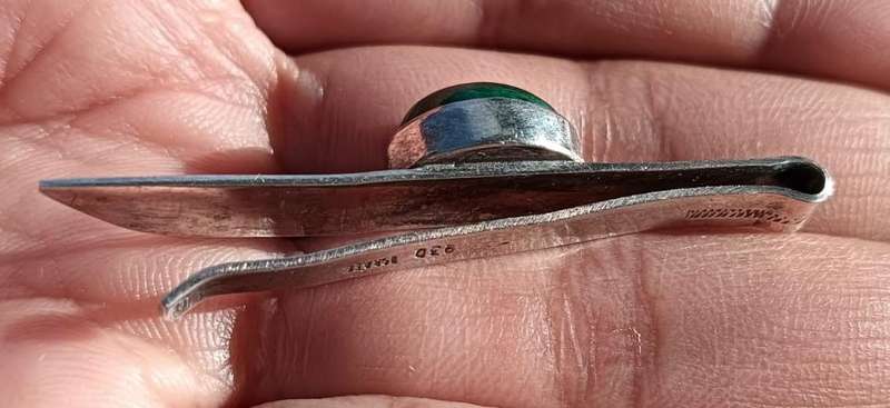 Vintage Silver Marked 930 Israel Eilat King Solomon Stone Tie Clip