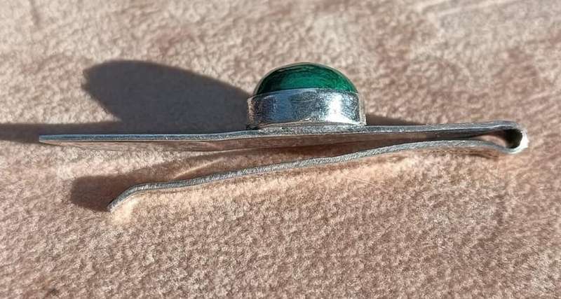 Vintage Silver Marked 930 Israel Eilat King Solomon Stone Tie Clip