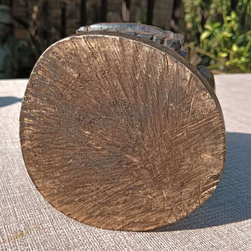 Hand Carved Wooden Sculpture African Man Playing his Mbira or Thumb Piano Large 29cm High