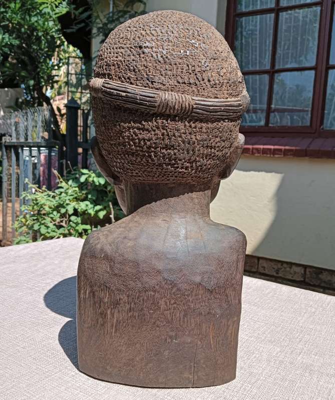 African Shona Chief Iron Wood Bust Large 40cm High and Heavy 7.3kg It is Life Size and Life Like