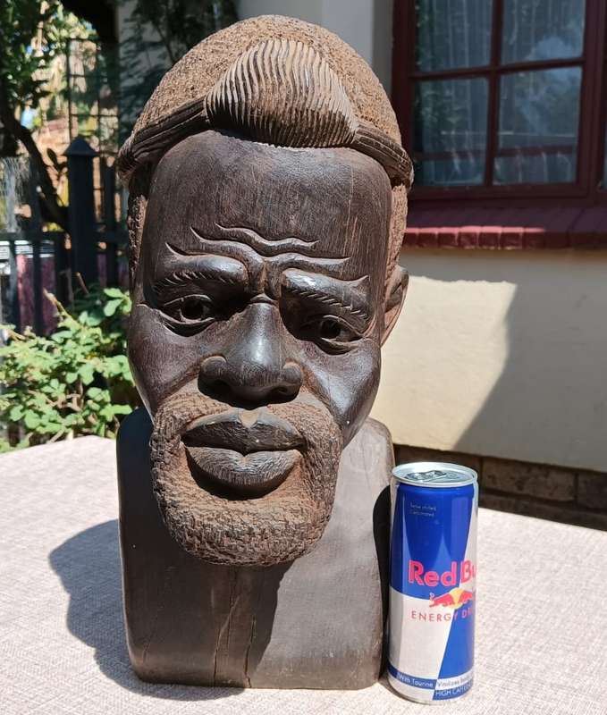 African Shona Chief Iron Wood Bust Large 40cm High and Heavy 7.3kg It is Life Size and Life Like