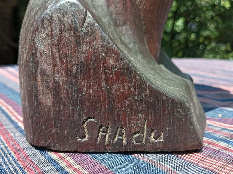 Signed African Shona Man Wooden Bust Large 36cm High It is Life Size and Very Life Like