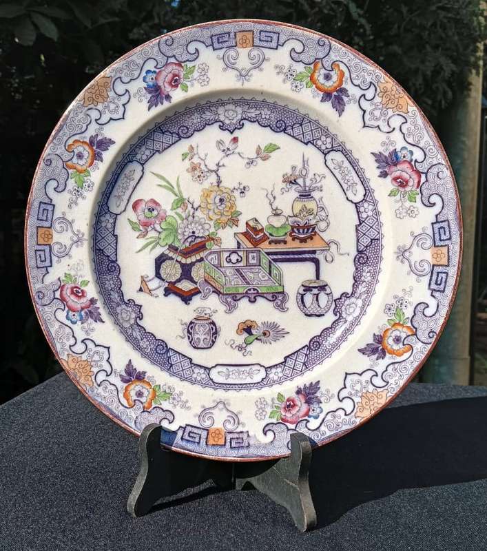 Antique (circa 1862-1880) Ashworth England Hand Painted Chusan Ironstone Plate - 145 Years Old!