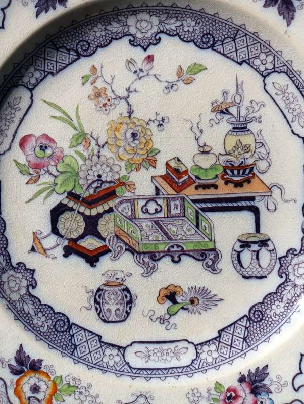 Antique (circa 1862-1880) Ashworth England Hand Painted Chusan Ironstone Plate - 145 Years Old!