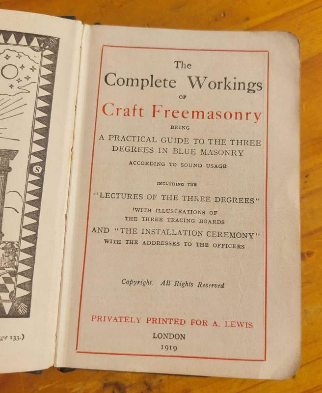 Two Antique (1919 and 1926) Freemason Books in Soft Vellum Carry Bag