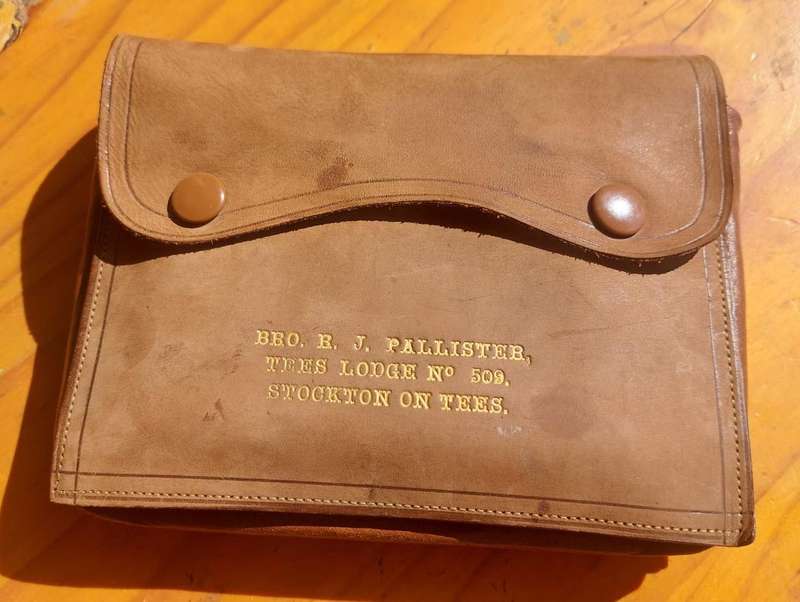 Two Antique (1919 and 1926) Freemason Books in Soft Vellum Carry Bag