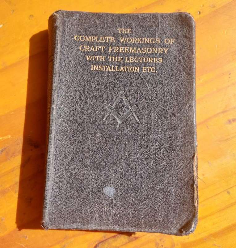 Two Antique (1919 and 1926) Freemason Books in Soft Vellum Carry Bag