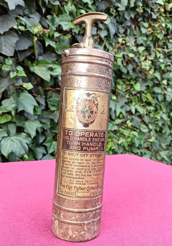 Antique Fyr Fyter Fyr Man Brass Fire Extinguisher from Dayton Ohio USA