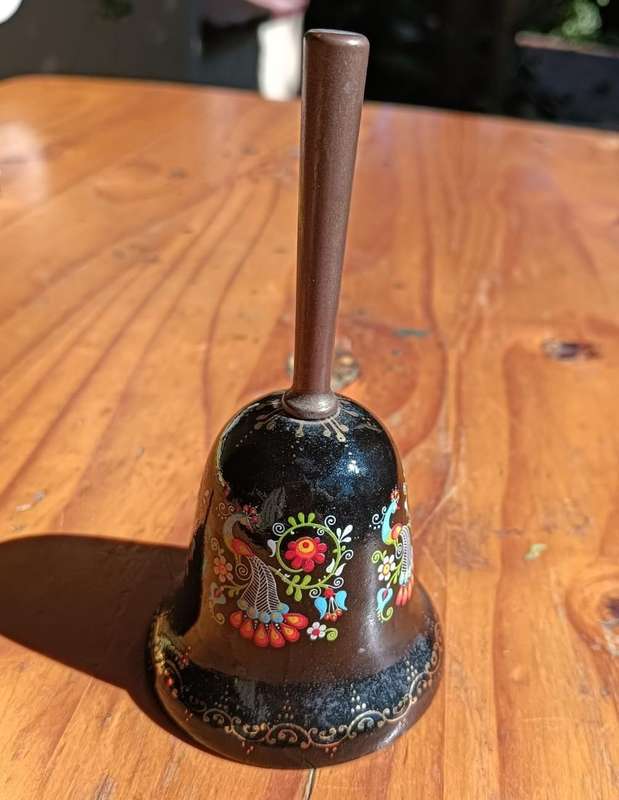 Small Decorative Enamelled Brass Hand Bell Made in Austria