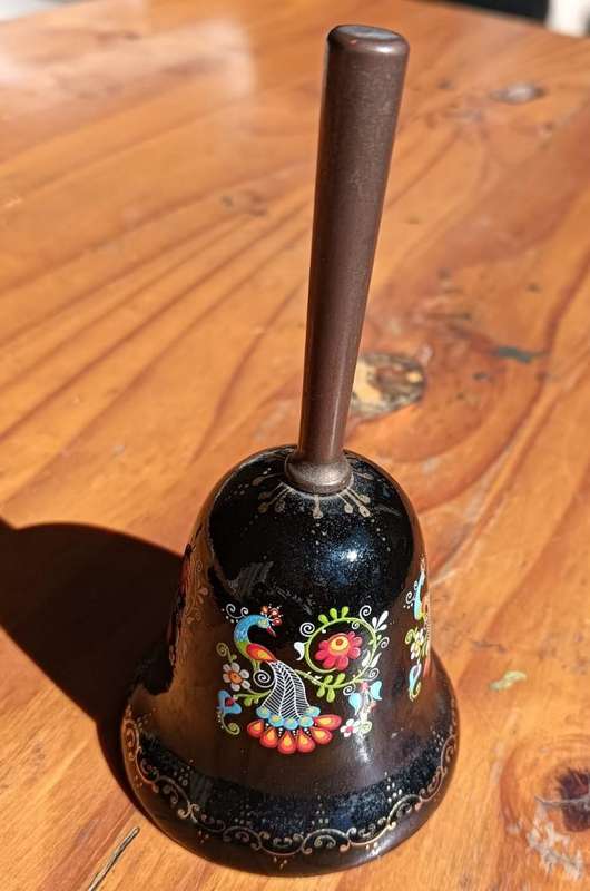 Small Decorative Enamelled Brass Hand Bell Made in Austria