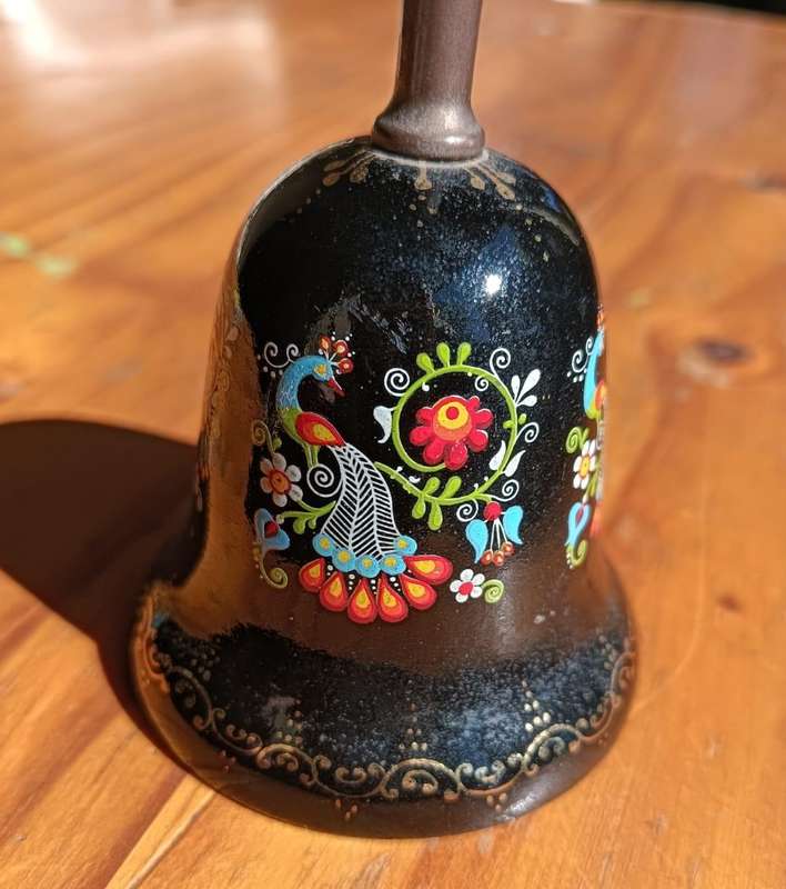 Small Decorative Enamelled Brass Hand Bell Made in Austria