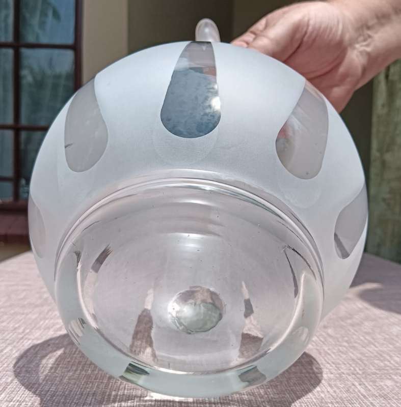 Standout Frosted and Clear Glass Jug  Possibly Baccarat  Large 20cm High