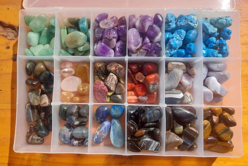 Stone and Rock Collection: Blue Green Turquoise, Magnetic Tigers Eye, Purple Amethyst