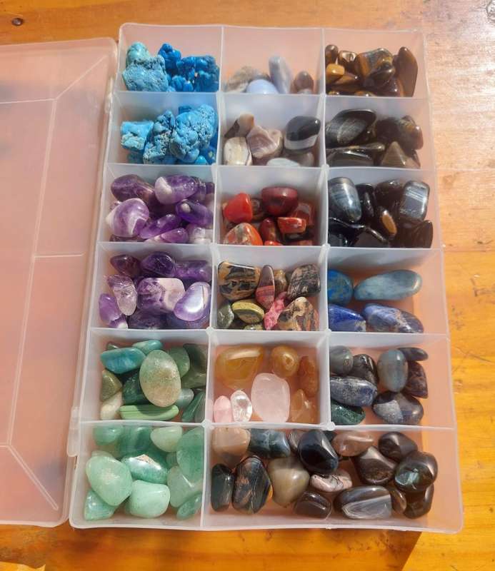 Stone and Rock Collection: Blue Green Turquoise, Magnetic Tigers Eye, Purple Amethyst