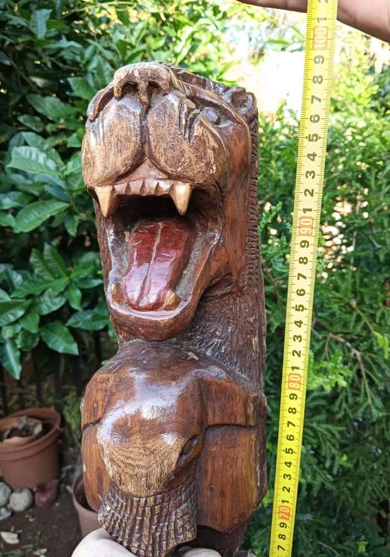MAGNIFICENT BIG FIVE HAND CARVED WOODEN TOTEM POLE 1M HIGH WITH LION ELEPHANT BUFFALO RHINO LEOPARD
