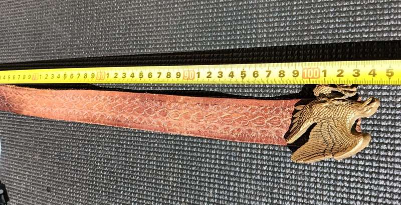 Vintage 1978 Baron Brass Belt Buckle American Eagle Collectors Biker Buckle on 100cm Leather Belt