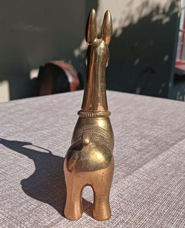 Brass Donkey or Llama with Long Neck and Long Ears - Detailed Engravings 15cm High Weighs 600g Korea