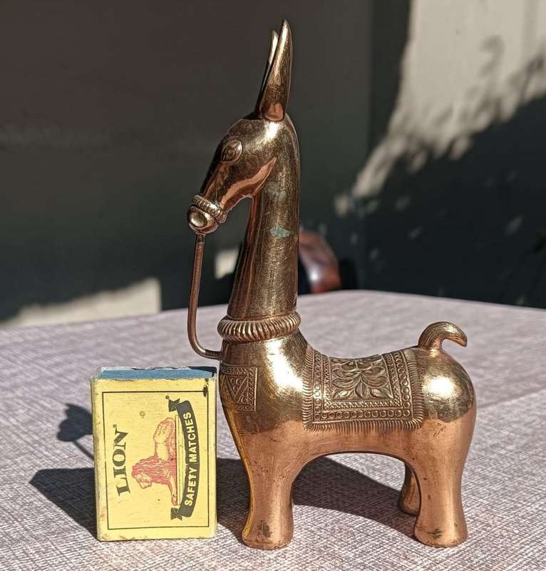 Brass Donkey or Llama with Long Neck and Long Ears - Detailed Engravings 15cm High Weighs 600g Korea
