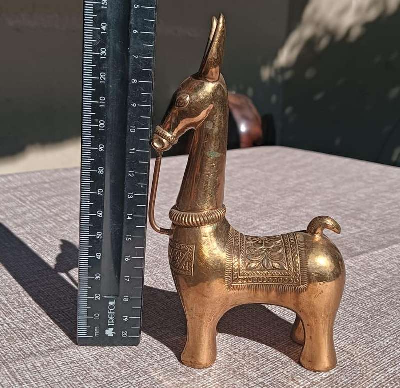 Brass Donkey or Llama with Long Neck and Long Ears - Detailed Engravings 15cm High Weighs 600g Korea