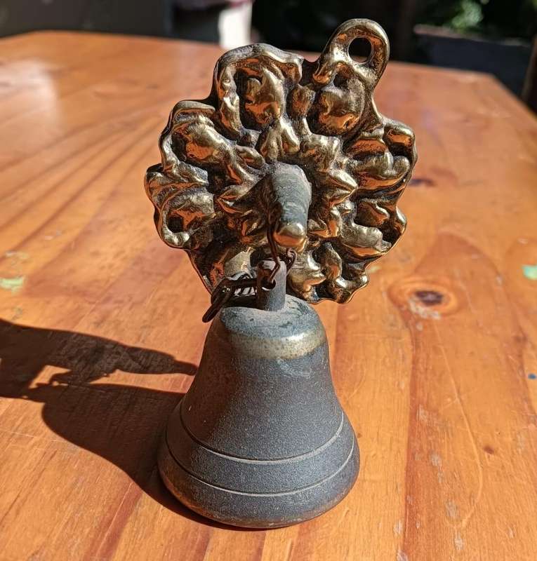 Brass Door Bell with Flower Bracket Mount  Rings Nicely