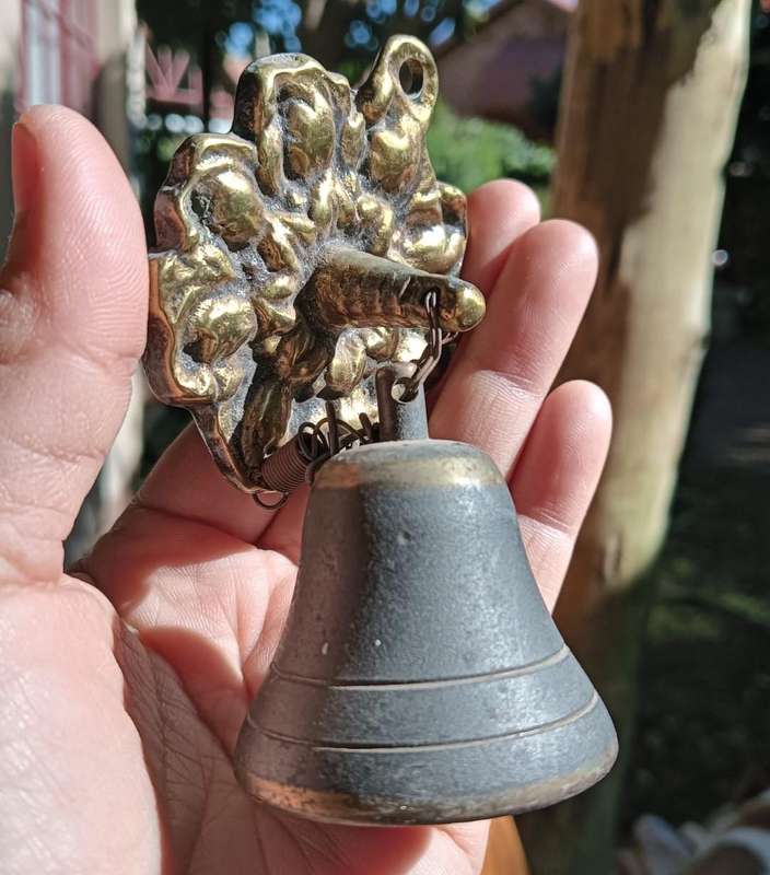 Brass Door Bell with Flower Bracket Mount  Rings Nicely