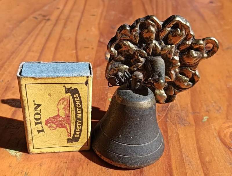 Brass Door Bell with Flower Bracket Mount  Rings Nicely