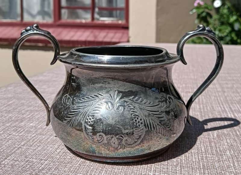 Vintage Electro Plated Britannia Metal Teaset with Teapot Creamer and Sugar Pot