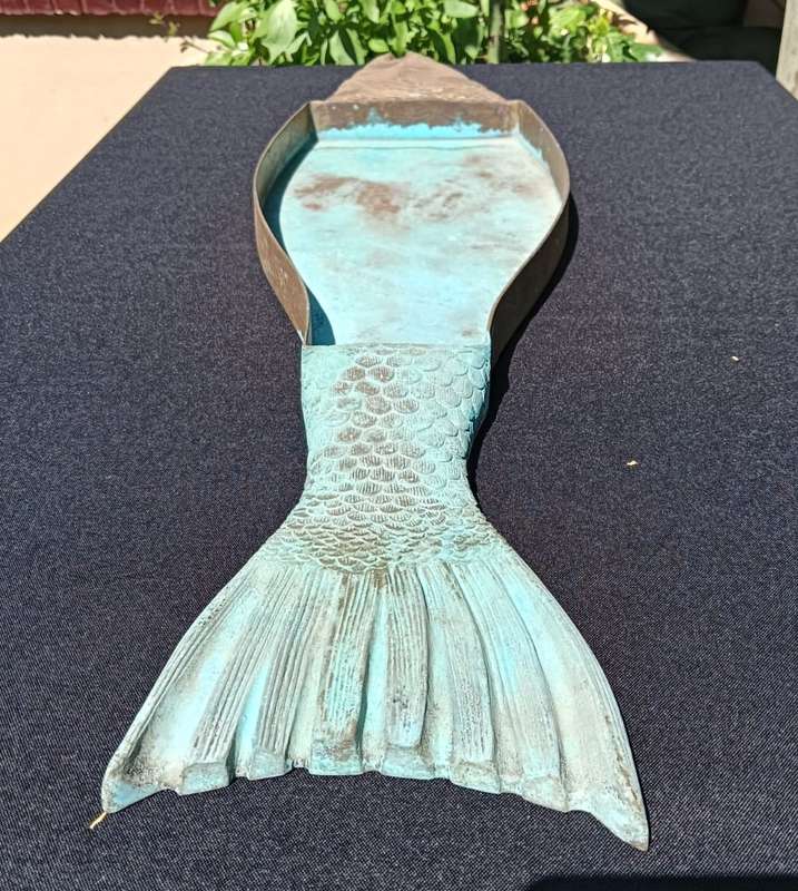 Vintage 81cm Wide Bronze Salmon Fish Shaped Cutting Board Frame