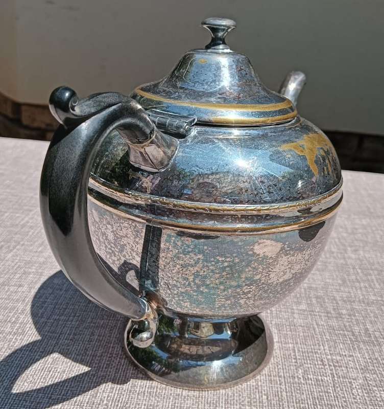 Vintage Canadian Benedict Proctor Silverplated Teapot and Flemish Copper Pitcher
