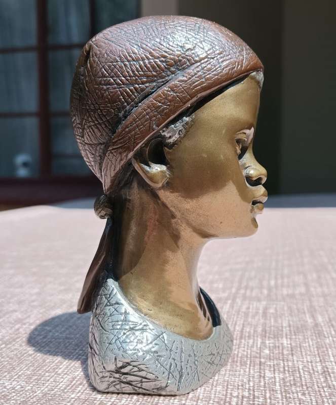 Casper Darare (SA 1952-2001) Tri-Metal Cold Cast Spirit of Africa Sculpture